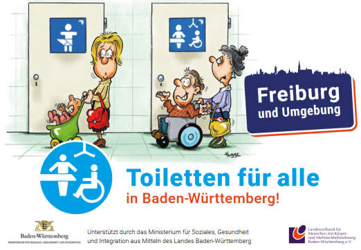 Die meisten »Toiletten für alle« gibt es in Freiburg und Umgebung. Rechtzeitig zum Welttoilettentag 2021 wurde die Werbepostkarte mit den Standorten der Öffentlichkeit vorgestellt.